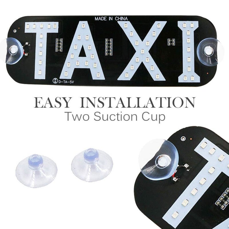 YSY Blue LED Sign Decor, Taxi Flashing Hook on Car Window with DC12V Car Charger Inverter Taxi Light Lamp (Blue, USB Switch) - Image 3